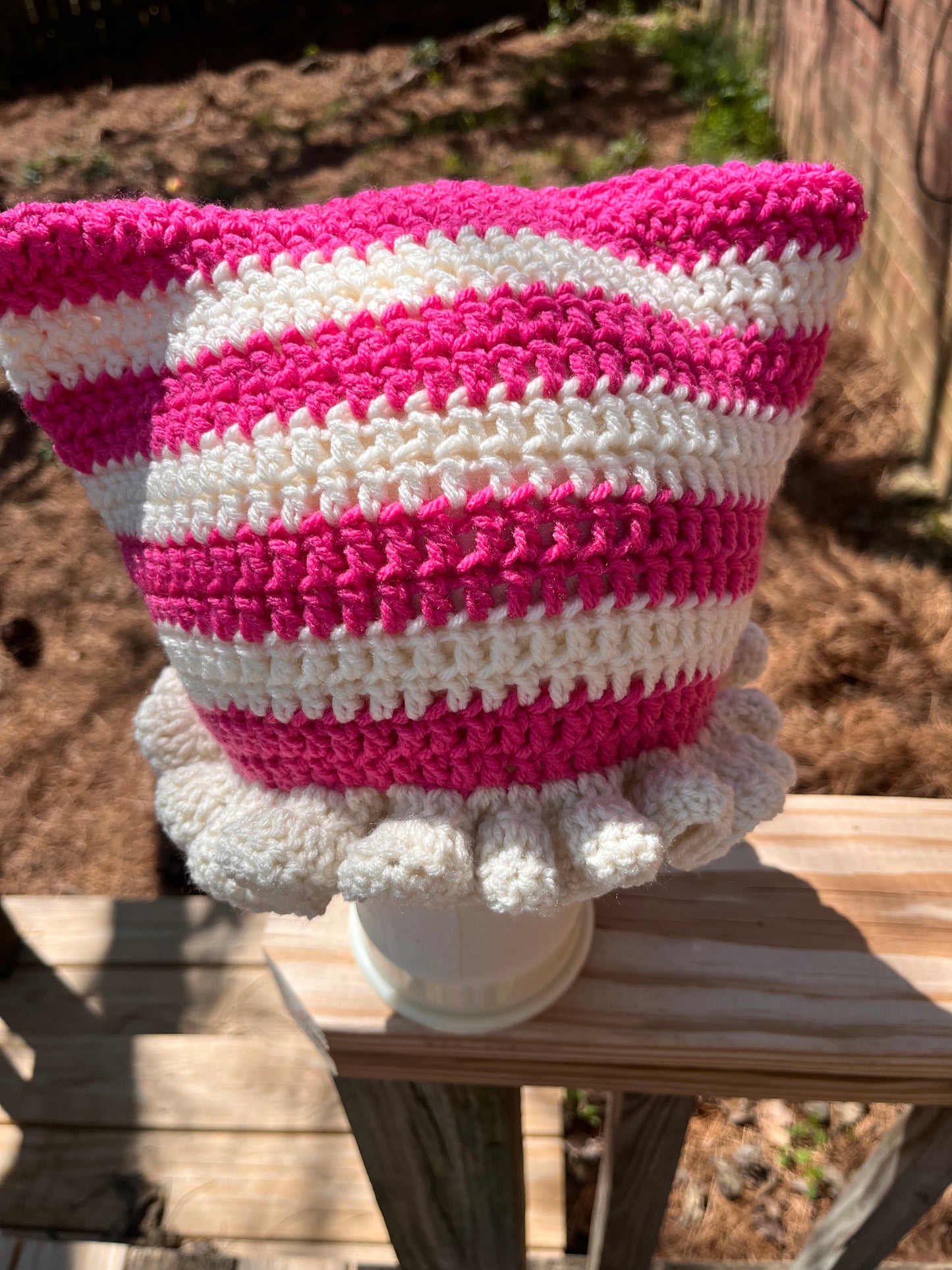 Blush Ruffle Cat Ear Beanie