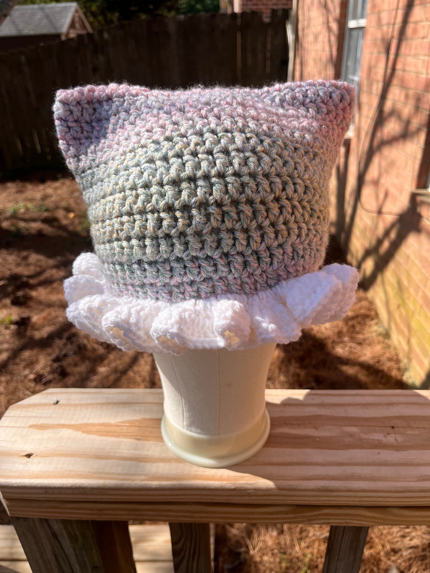 Sparkle Ruffle Cat Ear Beanie