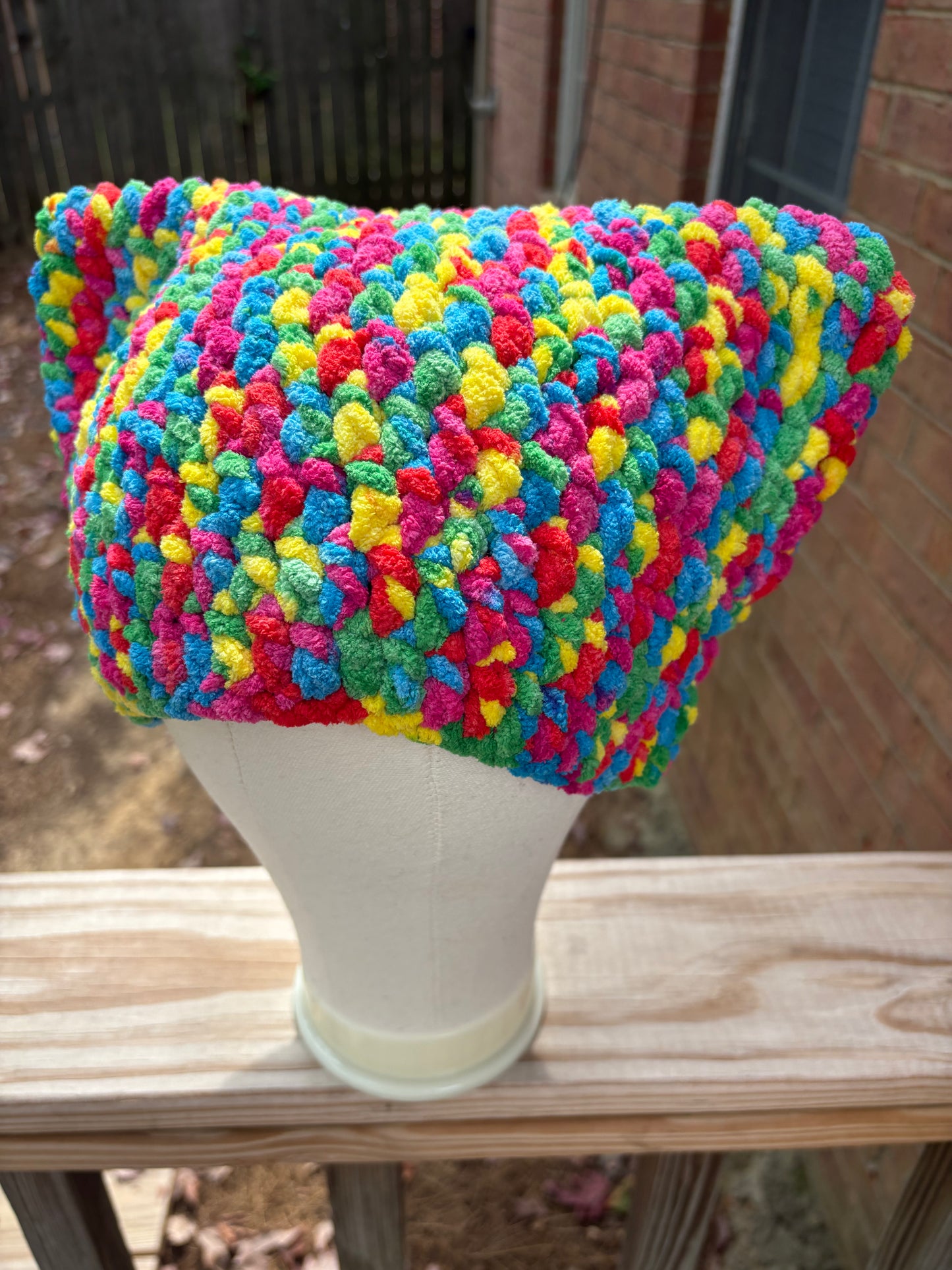 Maroon Cat Ear Chunky Beanie