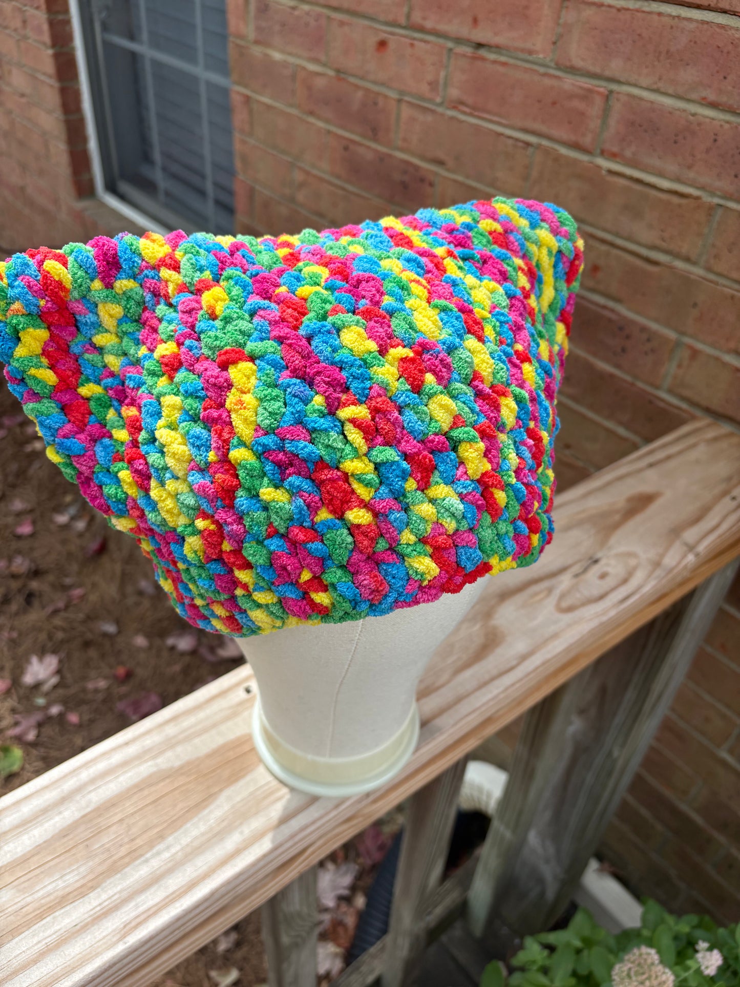 Maroon Cat Ear Chunky Beanie