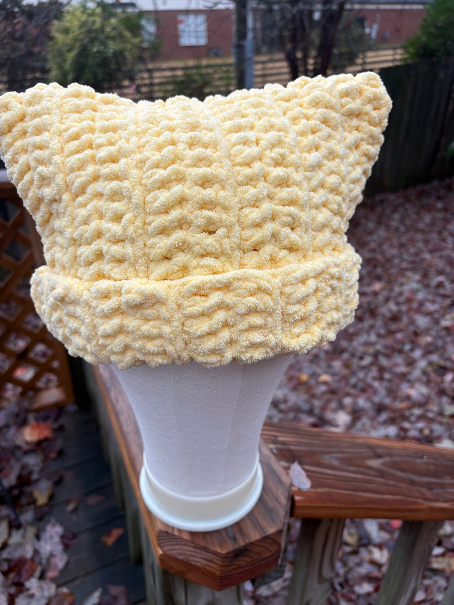Sunshine Chunky Ripple Cat Ear Beanie