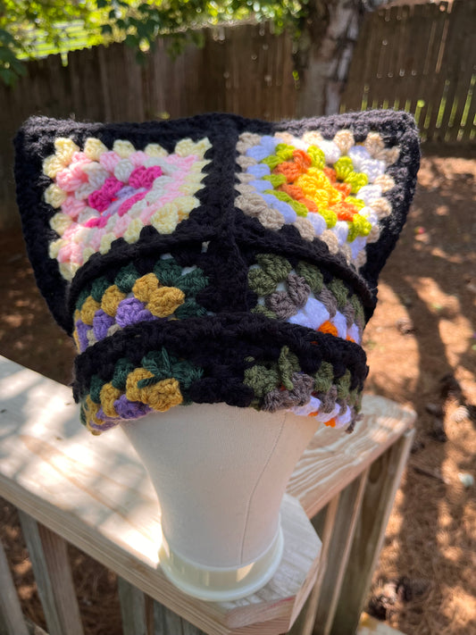 Custom Cat Ear Granny Square Beanie